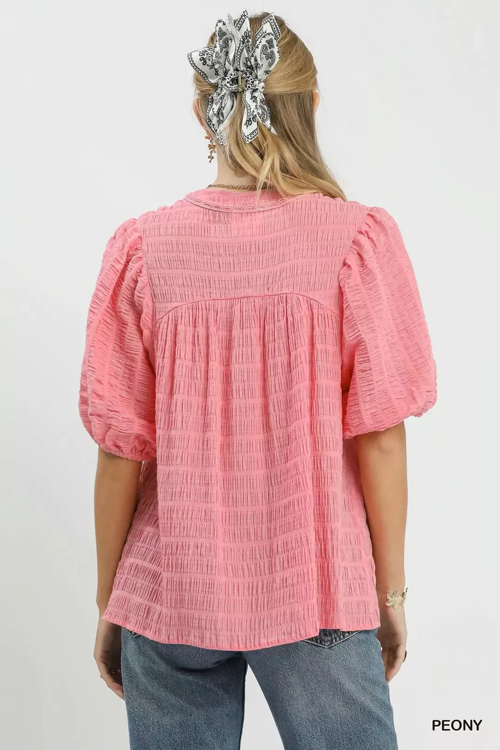 Textured Puff Sleeve Blouse -