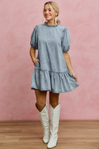 Tiered Denim Mini Dress -