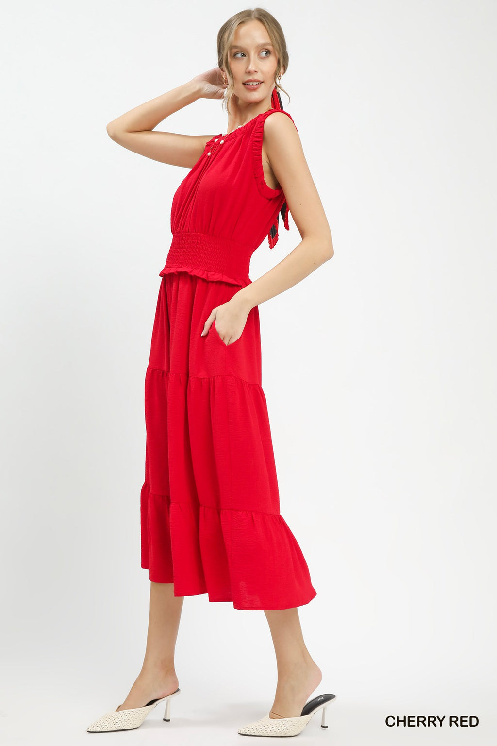 Smocked Tiered Sleeveless Dress -