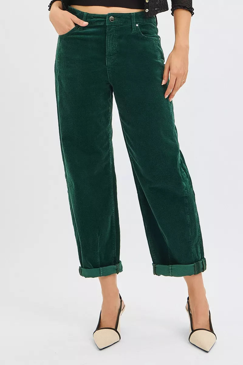 High Rise Barrel Corduroy Pants -