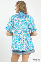 Boho Smocked Puff Sleeve Blouse -