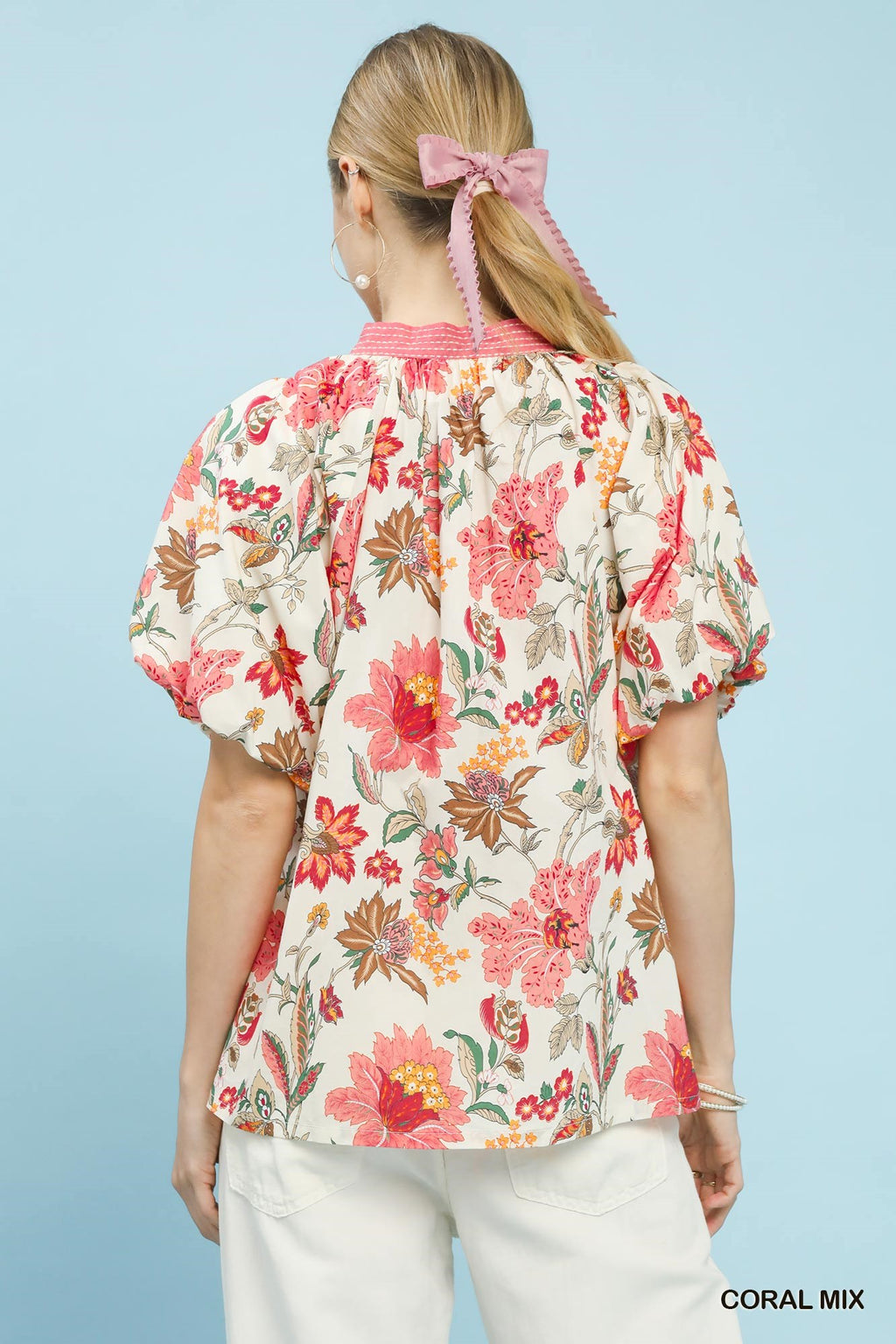 Romantic Floral Puff Sleeve Blouse -