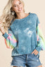 Tie Dye French Terry Contrast Sweatshirt - DENIMBLUE