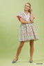 Floral Tiered Pocket Mini Dress - BLUE MIX