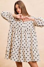 Polka Dot Corduroy Mini Dress -