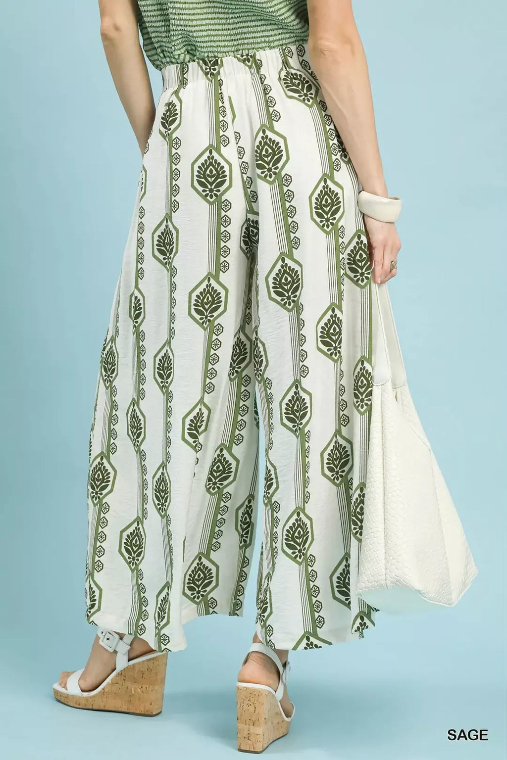 Geometric Print Wide Leg Pants -