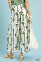 Geometric Print Wide Leg Pants -