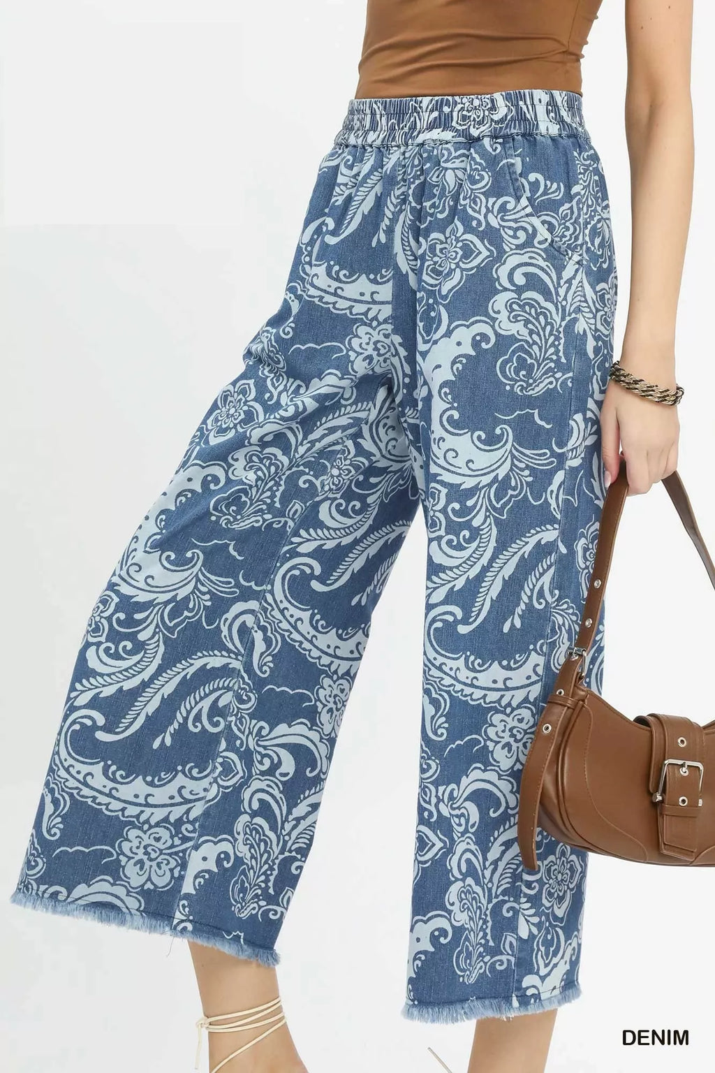 Paisley Wide Leg Crop Pants -