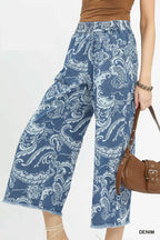 Paisley Wide Leg Crop Pants -