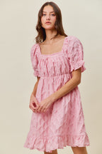Ruched Textured Mini Dress -