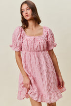 Ruched Textured Mini Dress -