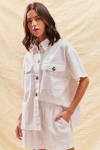 Button Front Utility Shorts Set -