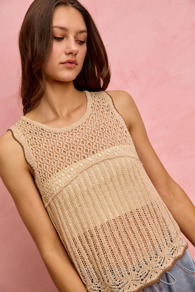 Crochet Lace Lightweight Sweater Vest -