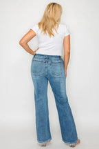 Mid Rise Whisker Wash Bootcut Jeans -