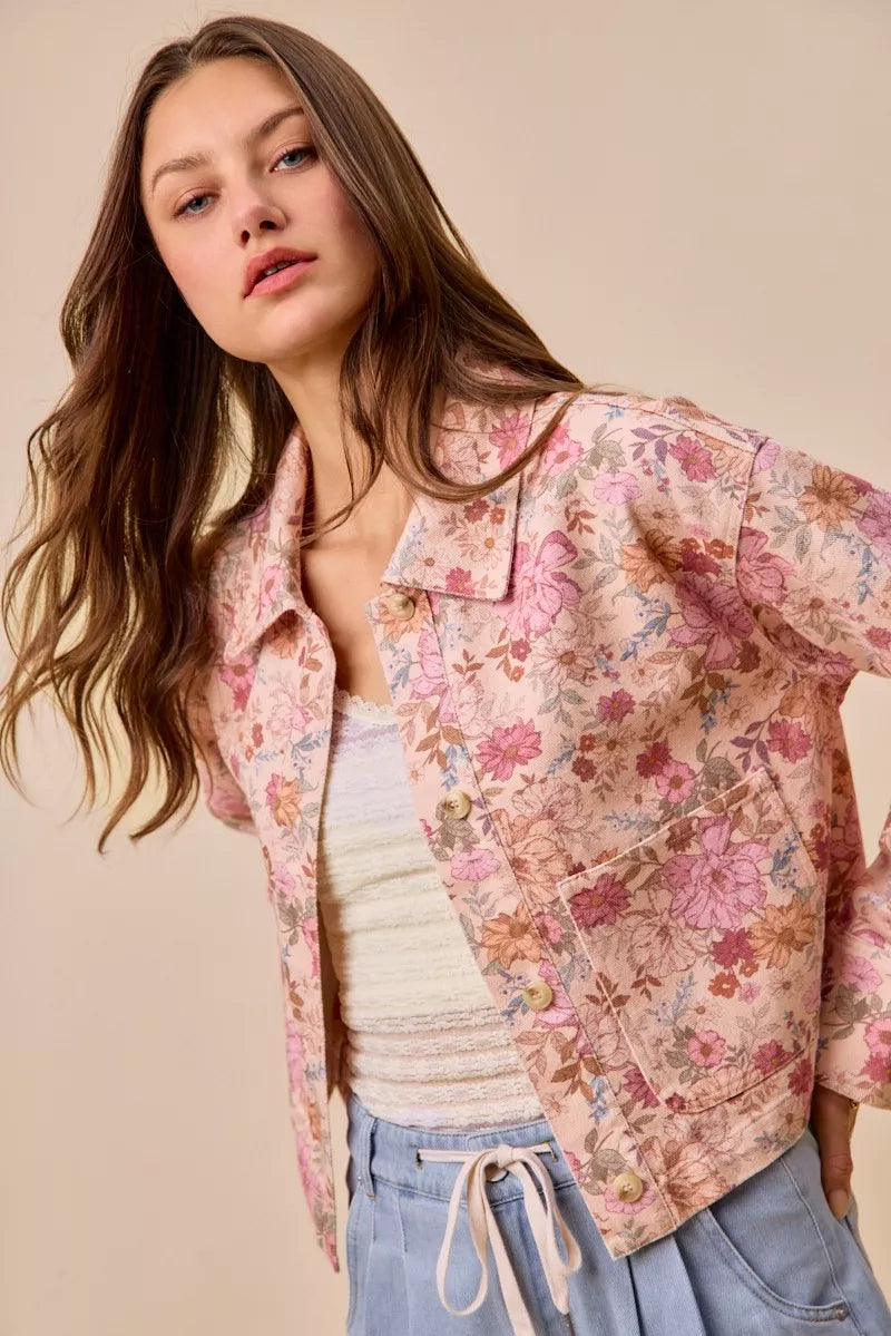 Floral Cotton Twill Barn Jacket -
