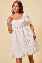 Textured Ruched Bust Mini Dress -