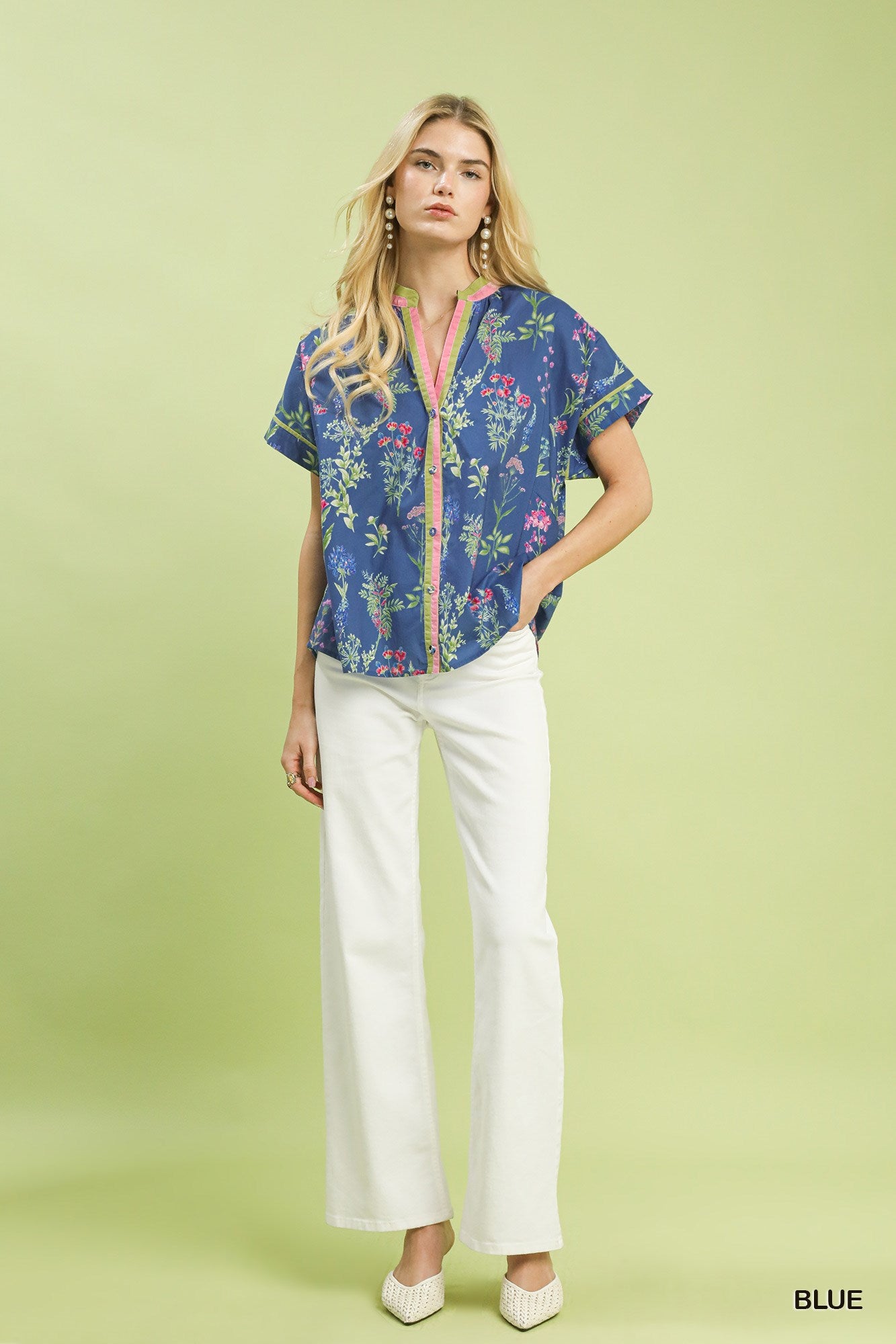 Botanical Floral Button Front Blouse Secondary image