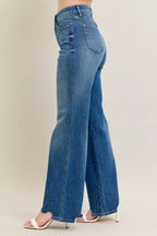Tummy Control Wide Leg Frayed HemJeans -