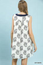 Floral Contrast V-Neck Dress -
