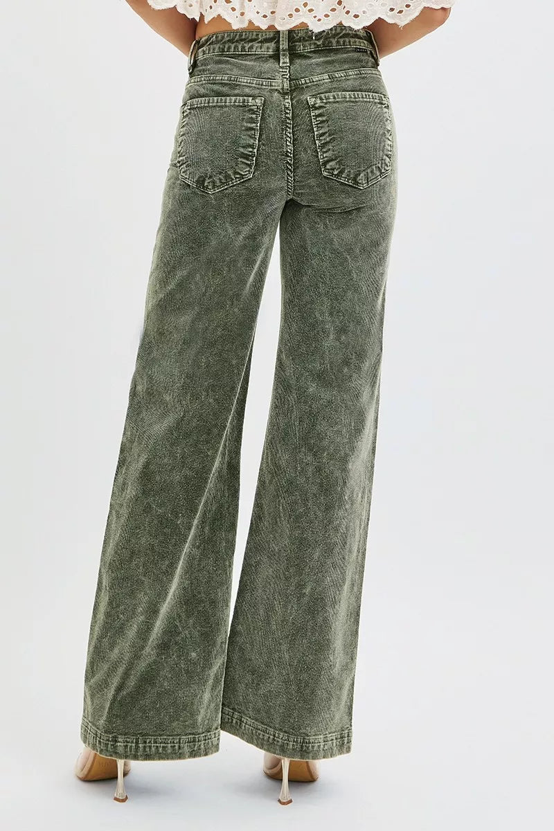 High Rise Corduroy Wide Leg Jeans -