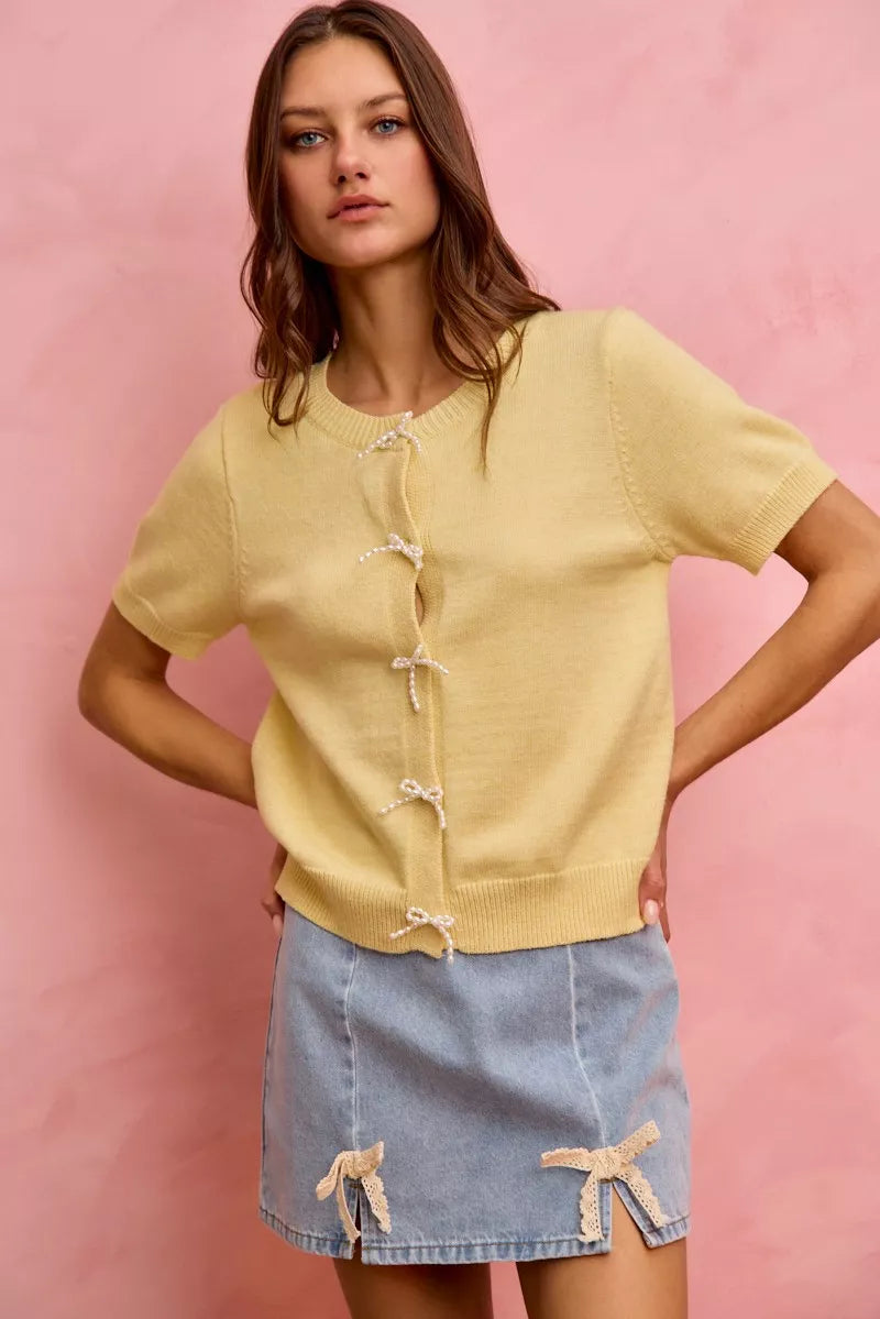 Lace Ribbon Trim Denim Mini Skirt - Denim Main image