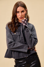 Peplum Pocket Denim Jacket -