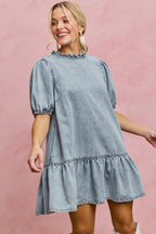 Tiered Denim Mini Dress -