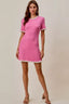 Contrast Ruffle Trim Knit Mini Dress - PINK WHITE