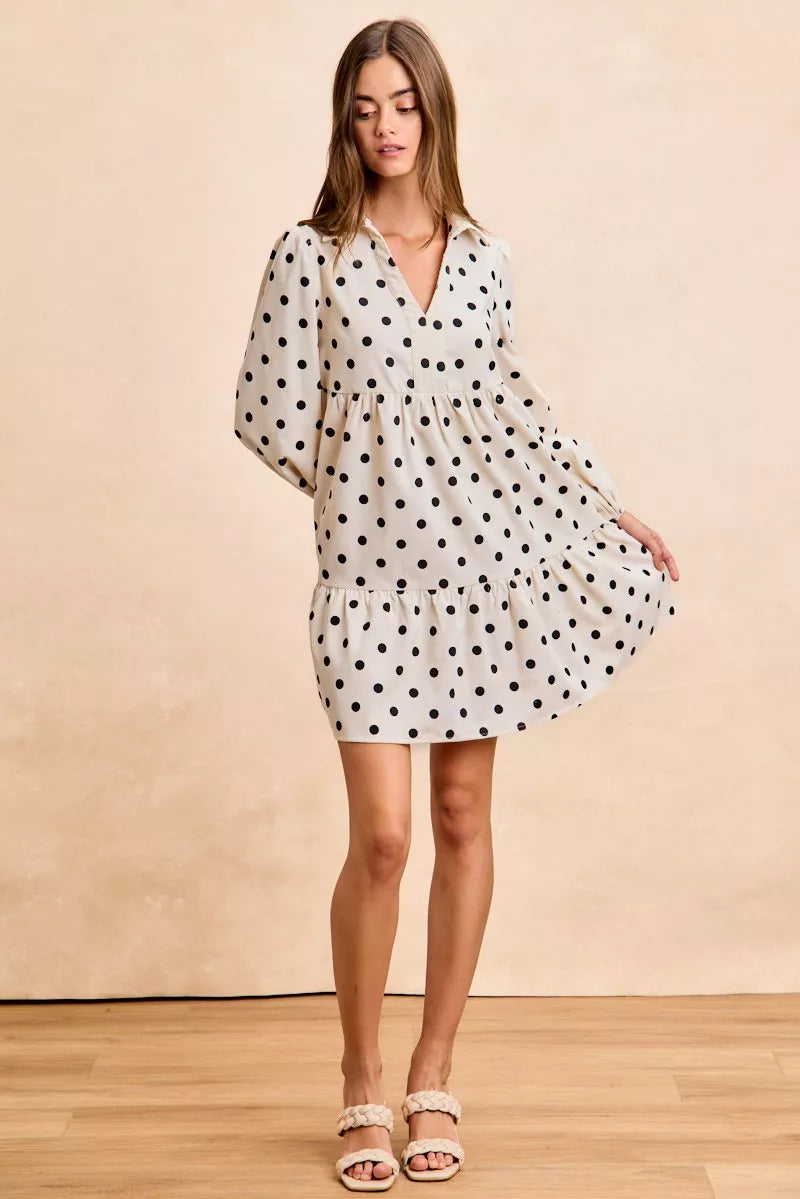 Polka Dot Corduroy Mini Dress -