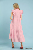 Seersucker Ruffle Tiered Midi Dress -