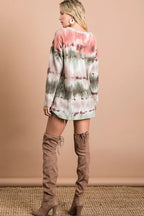 Brushed Tie Dye V Neck Top -