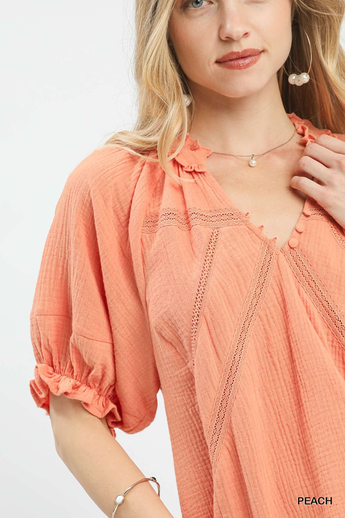 Cotton Gauze Ruffle Blouse -