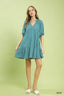 Cotton Gauze Mini Dress - BLUE