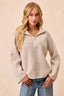 Two Tone Ribbed Half Zip Pullover - TAUPE