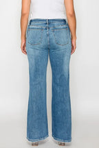Mid Rise Whisker Wash Bootcut Jeans -