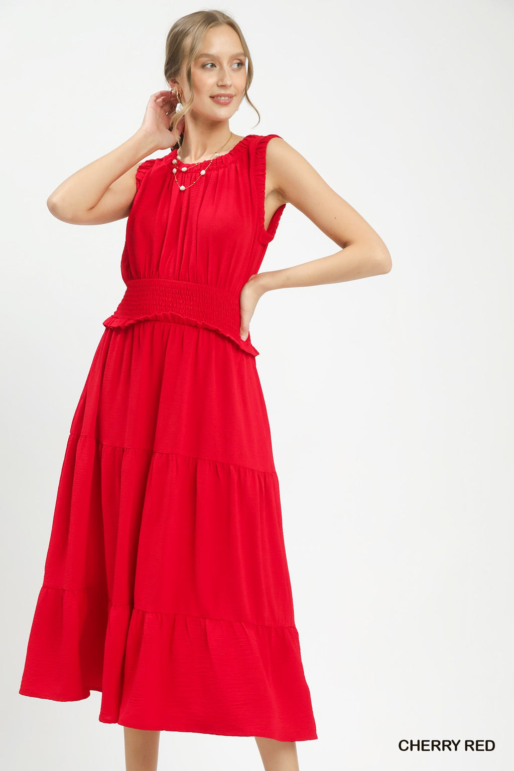 Smocked Tiered Sleeveless Dress -