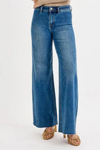 High Rise Wide Leg Denim Jeans -