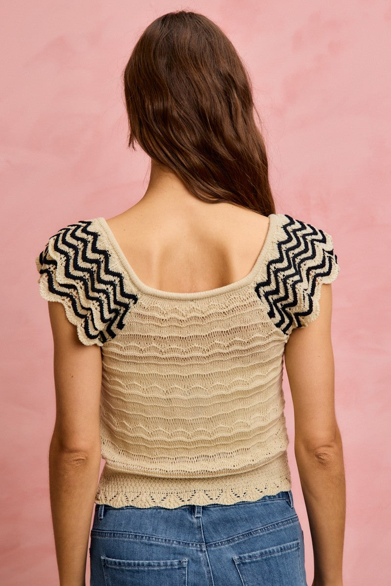 Flutter Sleeve Knit Top -