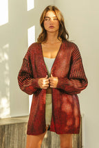 Metallic Knit Open Front Cardigan -
