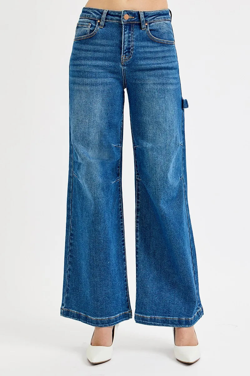 High Rise Patch Detail Wide Jeans Secondary image