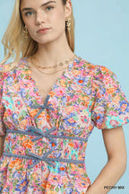 Floral Smocked Waist Peplum Blouse -