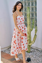 Shell Print Belted Midi Dress -