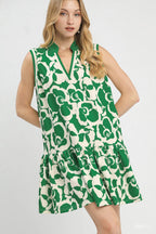 Floral Tiered Sleeveless Mini Dress -