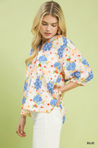 Painterly Floral Button Blouse -