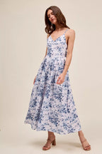 Floral Tie Back Midi Dress -