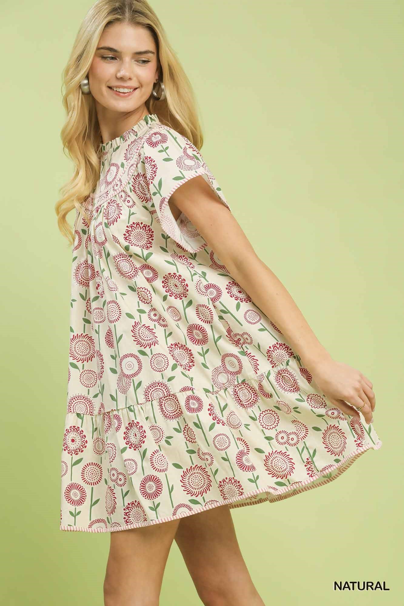 Floral Tiered Swing Babydoll Dress -
