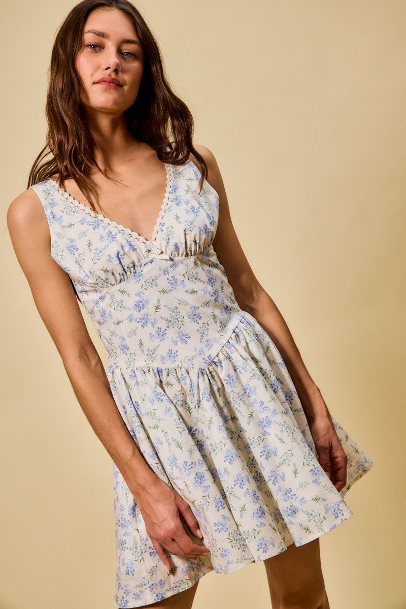 Floral Fit Flare Mini Dress -