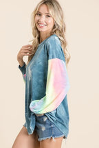 Tie Dye French Terry Contrast Sweatshirt -