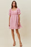 Ruched Textured Mini Dress - PINK