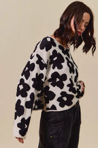 Loose Floral Knit Lightweight Sweater -